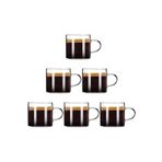 Yenigeldi 6 Adet Renkli Saplı Espresso Fincan Isıya Dayanıklı Borosilikat Bardak Kulplu Kahve Çay (130Ml)