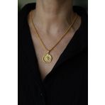 Yenigün Kuyumculuk 14 Ayar Altın Balıksırtı Çerçevede 22 Ayar Altın Çeyrekli Kolye Ucu