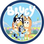Yenilebilir Yuvarlak Pasta Resim Baskısı 20 cm Şekerli Kağıt Bluey Temalı 01