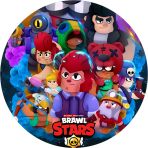 Yenilebilir Yuvarlak Pasta Resim Baskısı 20 cm Şekerli Kağıt Brawl Stars Temalı 145