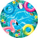 Yenilebilir Yuvarlak Pasta Resim Baskısı 20 cm Şekerli Kağıt Flamingo Temalı 81