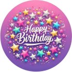 Yenilebilir Yuvarlak Pasta Resim Baskısı 20 cm Şekerli Kağıt Happy Birthday Temalı 71 - 1 Adet