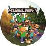Yenilebilir Yuvarlak Pasta Resim Baskısı 20 cm Şekerli Kağıt Minecraft Temalı 05