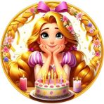 Yenilebilir Yuvarlak Pasta Resim Baskısı 20 cm Şekerli Kağıt Rapunzel Temalı 16 - 1 Adet