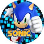 Yenilebilir Yuvarlak Pasta Resim Baskısı 20 Cm Şekerli Kağıt Sonic Temalı 22