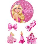 Yenilebilir Yuvarlak Pasta ve Figür Resim Baskısı Şekerli Kağıt Barbie Temalı 02 - 1 Adet