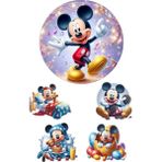 Yenilebilir Yuvarlak Pasta ve Figür Resim Baskısı Şekerli Kağıt Mickey Mouse Temalı 11 - 1 Adet