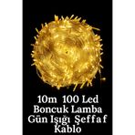 Yenilig 10 Metre 100 Led Boncuk Lamba - Gün Işığı, Şeffaf Kablo ve Dekoratif Aydınlatma