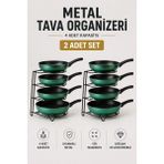Yenilig 2 Adet Metal Tava Organizeri 4 Katlı Tava Rafı Mutfak Düzenleyici Yer Tasarruflu Tencere Standı Çok Renkli