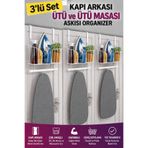 Yenilig 3’lü Set Kapı Arkası Ütü ve Ütü Masası Askısı Organizer | Maksimum Düzen & Yer Tasarrufu