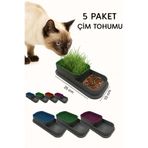 Yenilig Topraksız Kedi Çimi Kabı +3 Paket Çim Tohumu – Kediler İçin Sağlıklı ve Doğal Ot Yetiştirme Seti