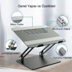 Yenilzd Full Alüminyum Ayarlanabilir MacBook Laptop Standı 10-17 Inç - Bej - Gri