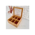 yeninesilevim Ahşap Bambu 6 Bölmeli Kapaklı Çok Amaçlı Çay/toka/takı Kutusu Organizer 24x16x7cm.