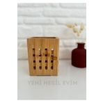 yeninesilevim Ahşap Bambu Kare Organizer Kaşıklık Kalemlik Çok Amaçlı Düzenleyici 9*12 Cm