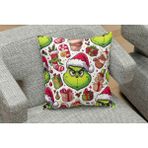 Yeniyıl Noel Temalı Grinch Desenli Yastık Kılıfı - Beyaz - 43 * 43