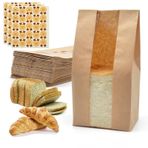 Yenmoz 65 PAKET Büyük Kağıt Ekmek Torbaları, Kağıt Ekmek Torbaları, Kraft Kağıt Ekmek Ekmek Poşetleri, Şeffaf Pencereli Etiket Dahil Ev Yapımı Ekmek için Etiket Mühür Çıkartması (25,8 x 10,72 x 10,54