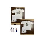 Yenteks Kylian Mbappe Beyaz Real+Madrid Çoçuk Futbol Forması 4 Lü Set Bileklik Çorap Hediye Spor T-Shirt 5