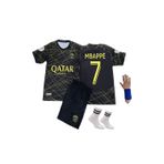 Yenteks Mbappe Psg 22-23 Sezon Özel Tasarım Gold-Siyah Renk Çoçuk Futbol Forması Bileklik Çorap Hediye Ys337