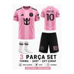yenteks Messi İnter.Miami. Pembe Siyah Çocuk Futbol Forması Çorap Hediyeli