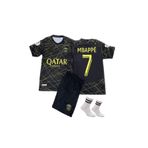 yenteks Psg MBAPPE Gold-Çizgili 4 Lü Set Çocuk Futbol Forması Forma+Şort (çorap+bileklik) hediye