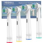 YEOSLL Oral-B Braun ile Uyumlu Yedek Diş Fırçası Başlıkları, 4 Paket Profesyonel Elektrikli Fırça Kafaları Oral B Yedek Başlıklar için Yedek Başlıklar Yedek Pro 500/1000/1500/3000/3757/5000/7000/7500/8000