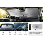 Yepyenitrend Fiat Doblo Uyumlu Araç Içi Katlanabilir Cam Güneşliği - Titanyum Gümüş Kaplamalı Şemsiye Güneşlik - Gümüş - Siyah