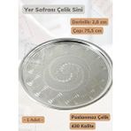 Yer Sofrası Sini 75,5 Cm Çelik Tepsi Tepsi Paslanmaz Gri