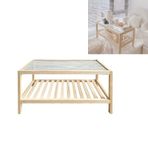 Yerde Oturmak için Japon Yemek Masası Masif Ahşap ve Şeffaf Cam Sehpa Depolama Alanlı Çift Katlı Kurulumu Kolay Ev Dekorasyonu için Uygun (Boyut: 100 x 50 x 50 cm)