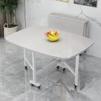 Yerden Tasarruflu Ahşap Damla Yaprak Yemek Masası Tekerlekli Dikdörtgen Kelebek Tasarımlı Yuvarlak Kenarlar Beyaz Kaplama 100x60 cm Mutfak ve Küçük Alanlar için Mükemmel