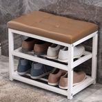 Yerden Tasarruflu Ayakkabı Dolabı, ayakkabı değiştirme tezgahı Ayakkabı Depolama Tezgahı Çıkarılabilir Yastık ile Ayakkabı Rafı Tezgahı 50X30X45Cm, Depolu Ayakkabı Tezgahı, B için 2 Katmanlı Giriş