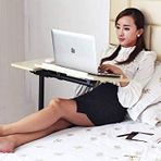 Yerden Yükseklik Ve Eğim Ayarlı Mouse Bölmeli Tekerli Laptop Sehpası Bilgisayar Masası Siyah