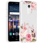 Yerebel LG Stylus 3/Stylo 3/Stylo 3 Plus/LS777 için Kılıf Sevimli Kılıf, Şeffaf Esnek Tampon TPU Yumuşak Kauçuk Silikon Kapak Telefon Kılıfı LG Stylo 3 için (gül çiçeği)
