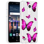 Yerebel LG Stylus 3/Stylo 3/Stylo 3 Plus/LS777 için Kılıf Sevimli Kılıf, Şeffaf Esnek Tampon TPU Yumuşak Kauçuk Silikon Kapak Telefon Kılıfı LG Stylo 3 için (Gül Kelebek)