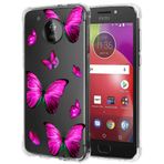 Yerebel Moto E4/Moto E (4. Nesil) için Kılıf, XT1768 Sevimli Kılıf, Şeffaf Esnek Tampon TPU Yumuşak Kauçuk Silikon Kapak Telefon Kılıfı Motorola Moto E4 için (Gül Kelebek)
