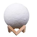 Yerküre Ld 18cm Şarj Edelibilen Gece Ay Lambası Ahşap Standlı