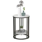 Yerleştirme Sehpası, Yuvarlak Sehpa, İki Katmanlı Mermer Desenli Sehpa Modern Atıştırmalık Masası Oturma Odası İçin Ev Sehpası, Altın/Siyah (Siyah 40 Cm), Siyah-40 cm