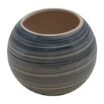 Yerli Çizgili Akvaryum Seramik Saksı 20x20 cm - Modern Büyük Boy Dekor Saksı - Mavi