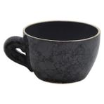 Yerli Fincan Formlu Seramik Saksı 20x13 cm - Dekoratif Modern Tasarım Çiçek Saksısı - Antrasit