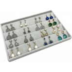 Yerli Üretim Süet Kumaş Kademeli Çekmece Içi Küpe Standı, Gri, 34/24 cm - Antrasit - Seçenek 1