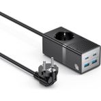Yesi-Do MC35 2500W 1.5m Uzatma Kablosu, 2X18W USB & 2X20W Type-C ve USB Çıkışlı Siyah Priz Uzatıcı