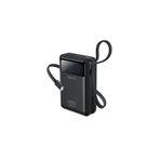Yesido 20.000 mAh 65W Hızlı Şarj Powerbank, Dijital Gösterge, Dahili Type-C Kablo, Siyah