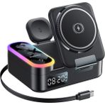 Yesido 8in1 65W Wireless Magsafe Kablosuz Şarj Standı Istasyonu Dijital Apple Watch Airpods 14 15 16 17 Pro Max Plus / DS38 - Siyah
