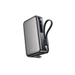 Yesido Dijital Göstergeli 10.000 mAh 22.5W PD Hızlı Şarj Powerbank, USB-C Lightning Kablolu, Siyah