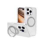YESIDO iPhone 16 Pro Max Uyumlu Kılıfı MagSafe Destekli 360° Dönen Metal Halka Standlı Mat Renkli Kapak, Beyaz, Tek Ebat, 8683140815301