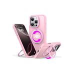 YESIDO iPhone 16 Pro Max Uyumlu Kılıfı MagSafe Destekli 360° Dönen Metal Halka Standlı Mat Renkli Kapak, Pembe, Tek Ebat, 86831408153322