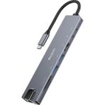 Yesido Macbook Pro Air USB Type-C Hub Dönüştürücü Çoklayıcı USB HDMI 4K Tf, Sd, Pd, Ethernet 8in1 100W Pd 1 - Siyah