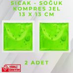 Yeşil 13X13 Cm 2 Adet Soğuk Kompres Jel Buz Aküsü Soğuk Zincir Buz Jeli Buz Torbası Strafor Kutu İçi Jel