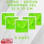 Yeşil 13X13 Cm 5 Adet Soğuk Kompres Jel Buz Aküsü Soğuk Zincir Buz Jeli Buz Torbası Strafor Kutu İçi Jel
