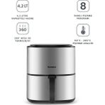 Yeşil 4,2 Litre Inox Airfryer, 8 Program, Sağlıklı ve Pratik Pişirme Cihazı - Ahşap