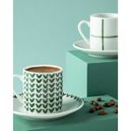 Yeşil 4'lü 80ML Porselen Kahve Fincan Takımı, 2 Kişilik Set - Seçenek 1